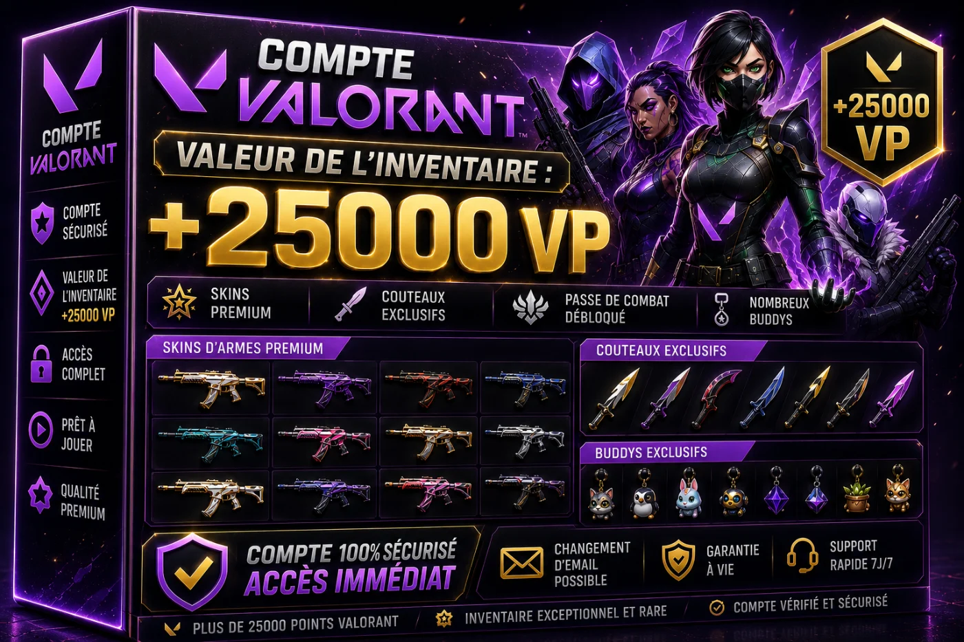 Valorant Compte Valeur de l'inventaire : + 25000 VP