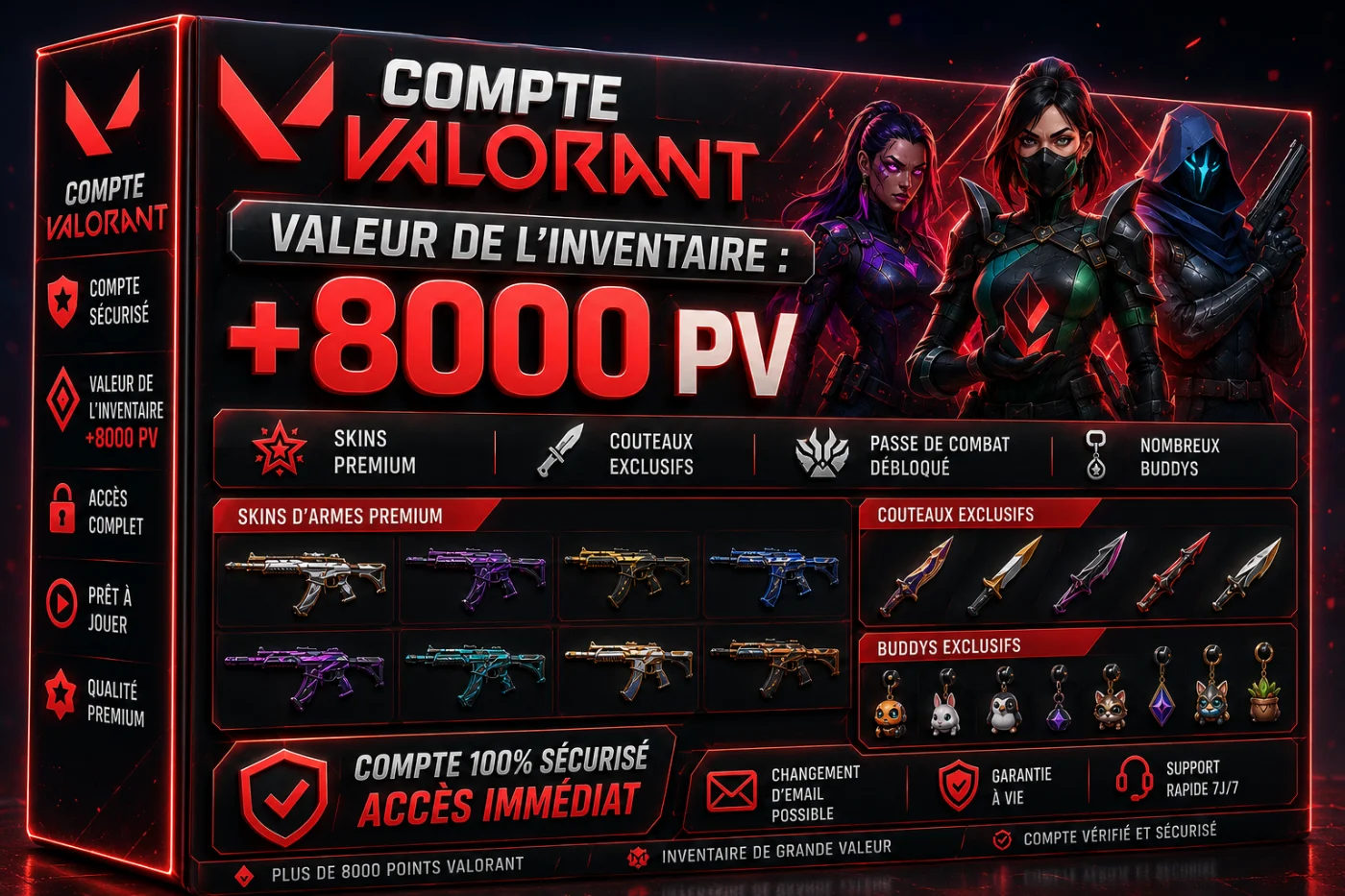Valorant Compte Valeur de l’inventaire : +8000 PV