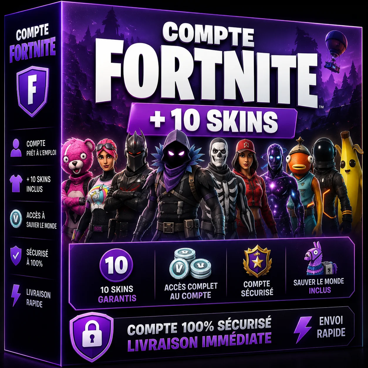 Fortnite Compte + 10 Skins