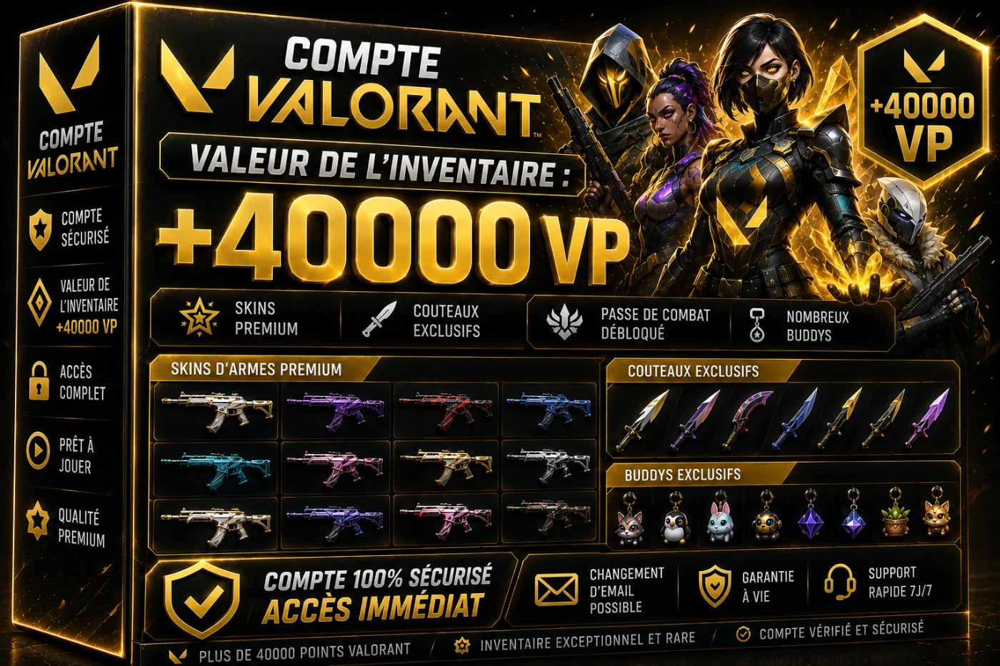 Valorant Compte Valeur de l'inventaire : + 40000 VP