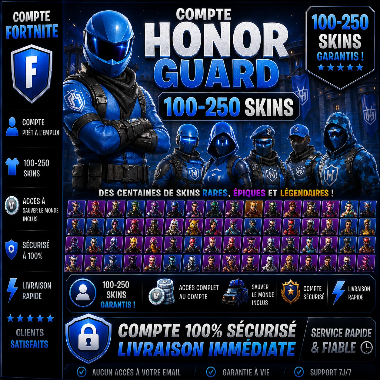 Fortnite Compte Honor Guard 100-250 Skins