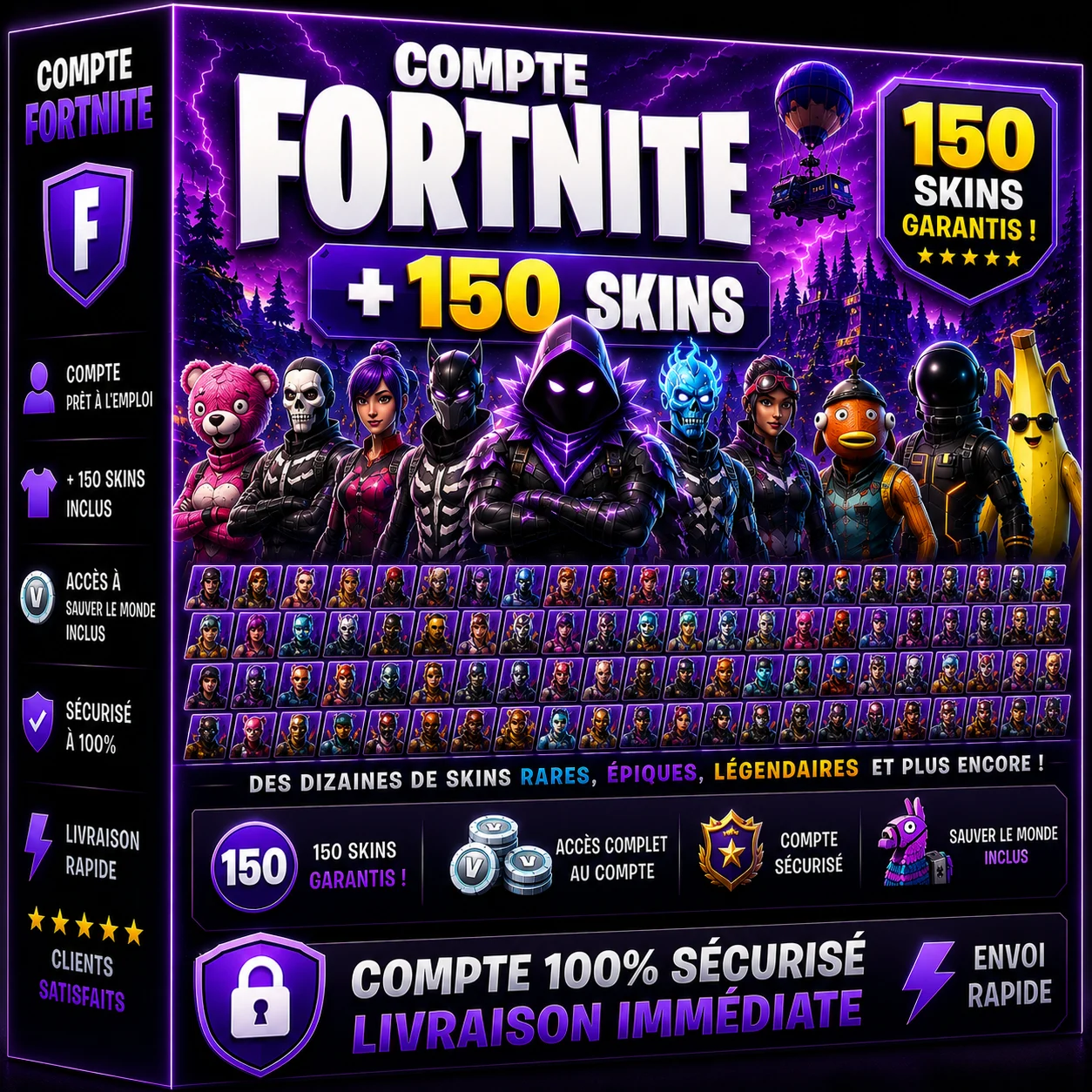 Fortnite Compte + 150 Skins