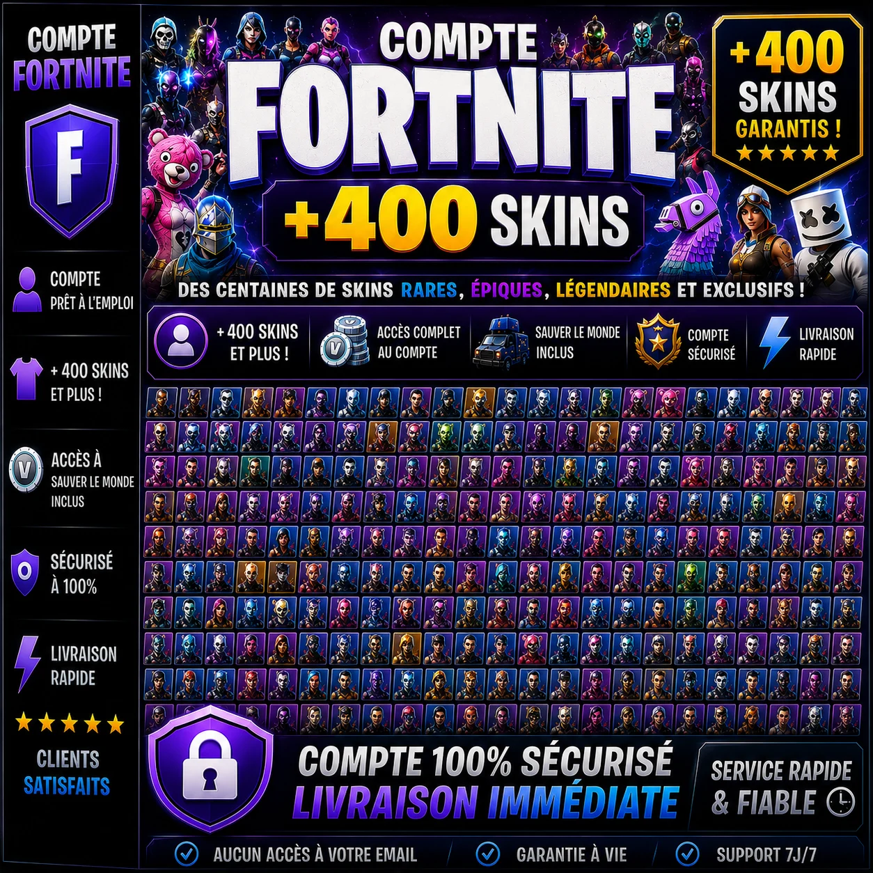 Fortnite Compte + 400 Skins