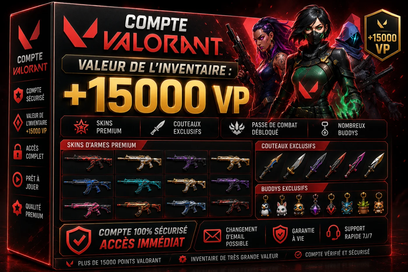 Valorant Compte Valeur de l’inventaire : +15000 PV
