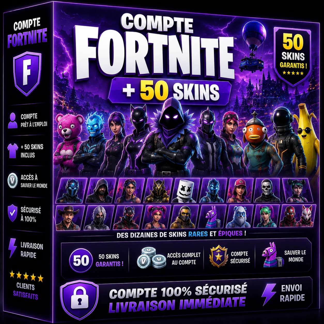 Fortnite Compte + 50 Skins