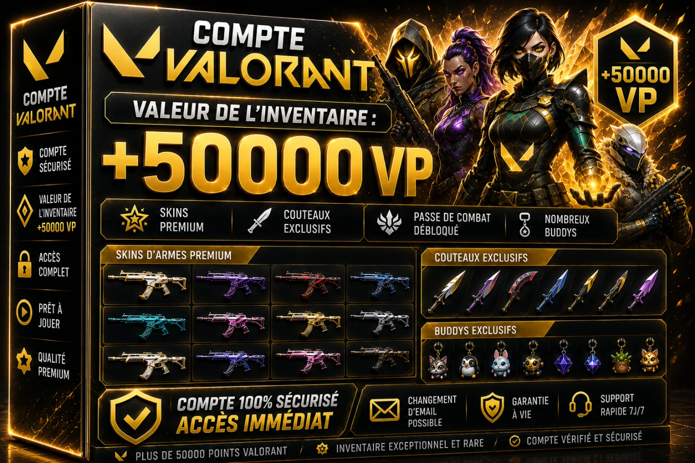 Valorant Compte Valeur de l'invenaire : + 50000 VP